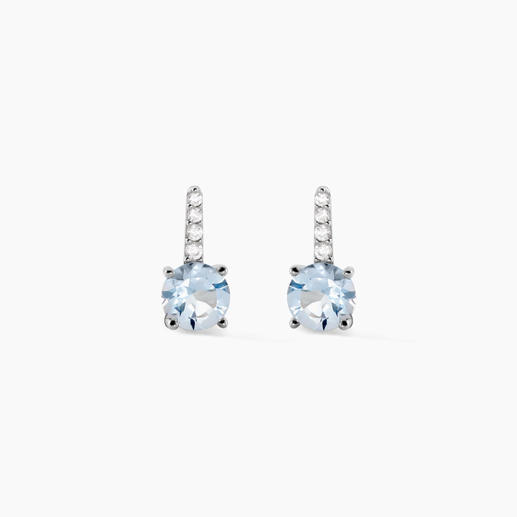 Bijoux D'oreilles Monroe Or Blanc Topaze Oxyde De Zirconium - Puces Femme | Marc Orian