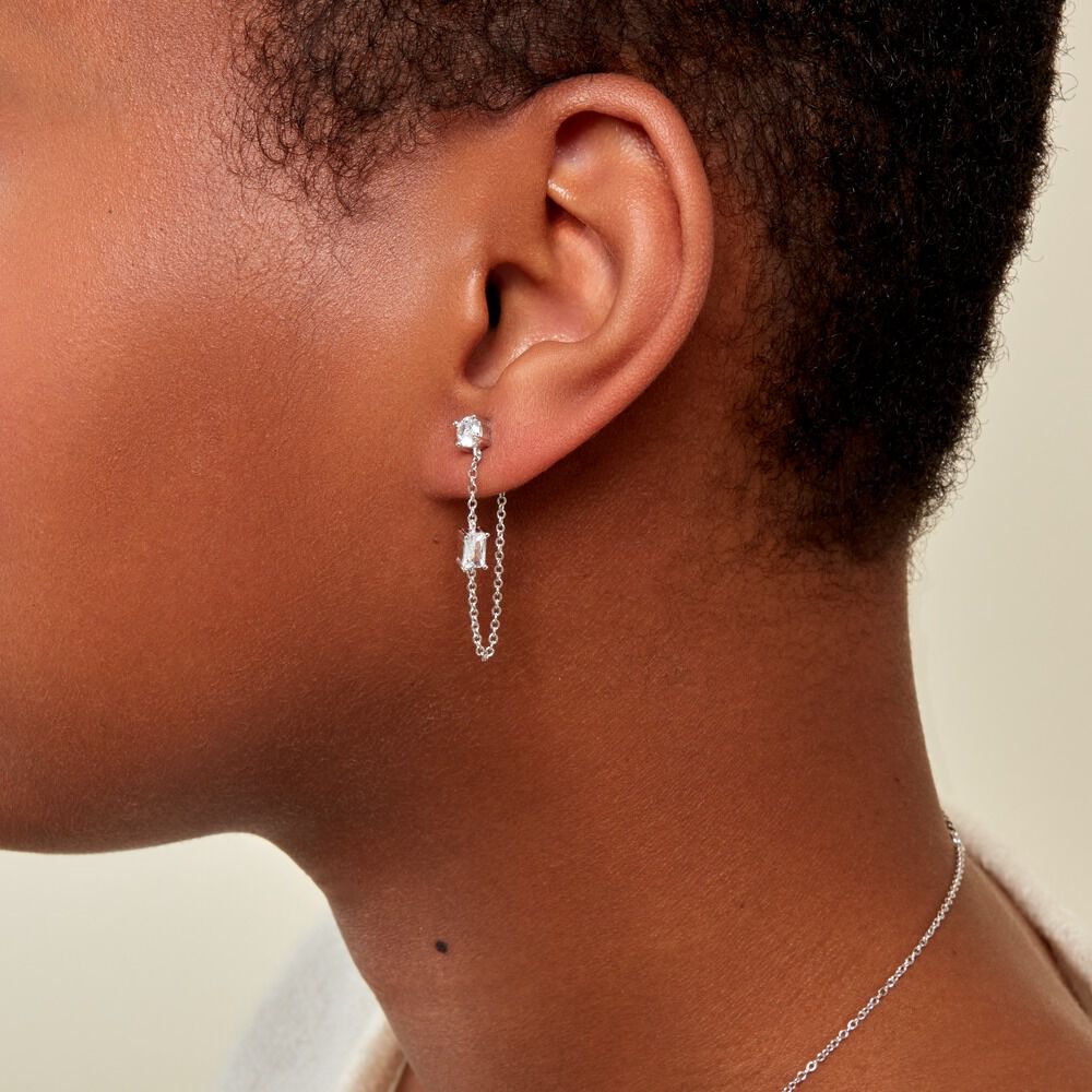 Bijoux D'oreilles Kerrie Argent Blanc Oxyde De Zirconium - Piercings d'oreilles Femme | Marc Orian