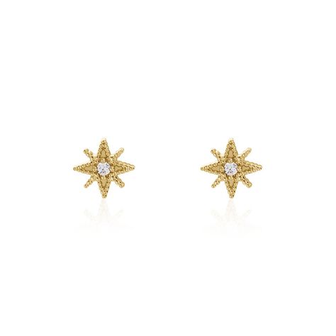 Boucles D'oreilles Puces Frea Plaqué Or Jaune Oxyde De Zirconium - Puces Femme | Marc Orian