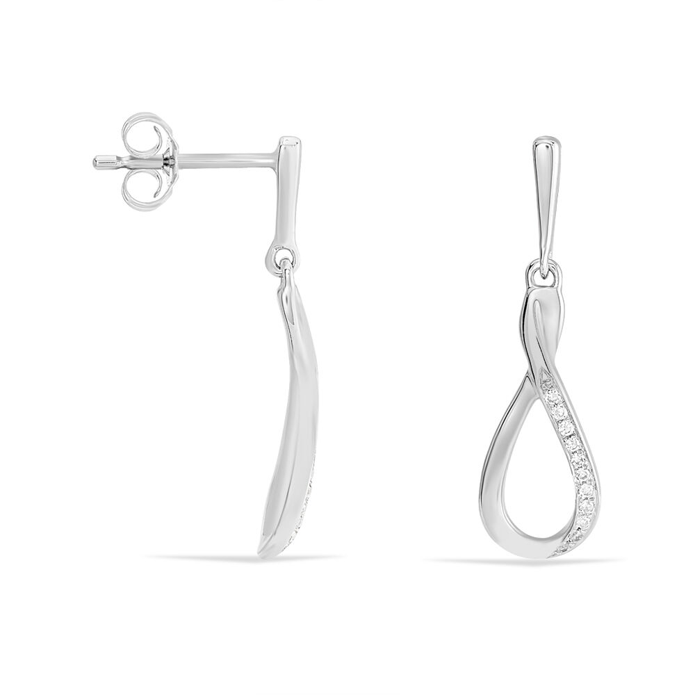 Boucles D'oreilles Pendantes Vanessa Or Blanc Diamant - Pendantes Femme | Marc Orian