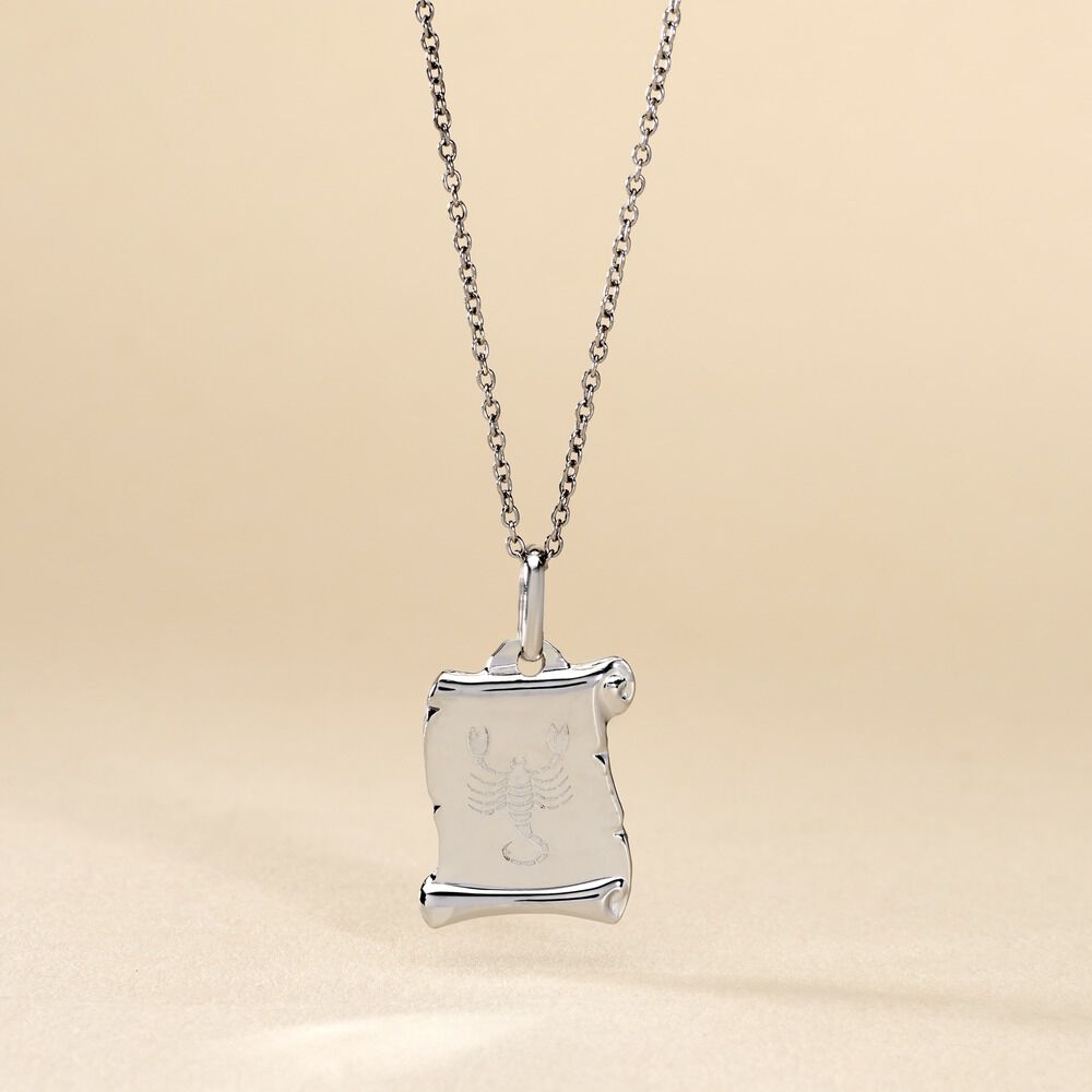 Pendentif Zodiaque Parchemin Argent Blanc - Bijoux personnalis&eacute;s Famille | Marc Orian