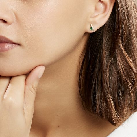Bijoux D'oreilles Emotion Or Jaune Emeraude Diamant - Clous d'oreilles Femme | Marc Orian