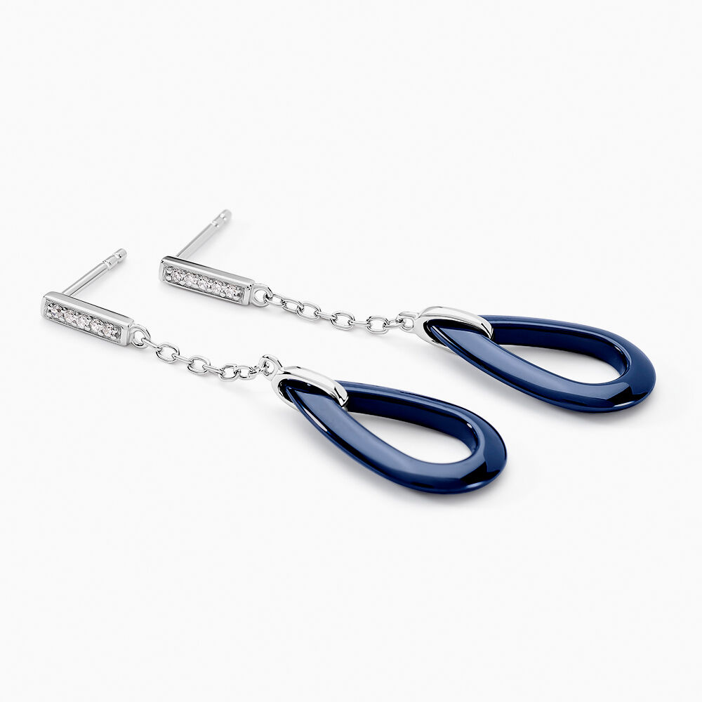 Boucles D'oreilles Pendantes Peer Argent Blanc Oxyde De Zirconium - Pendantes Femme | Marc Orian