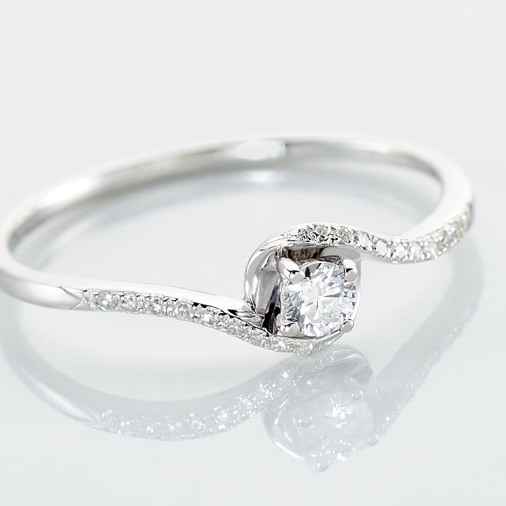 Bague Vrille Accompagnee Or Blanc Diamant - Parures de mariage Femme | Marc Orian