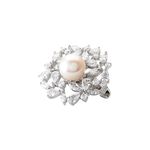 Broche Kaki Argent Blanc Perle De Culture - Broches Femme | Marc Orian