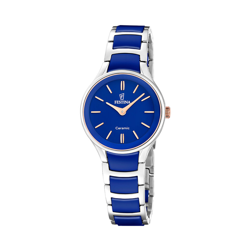 Montre Festina Ceramic Bimatiere Bleu - Montres &eacute;tanches Femme | Marc Orian