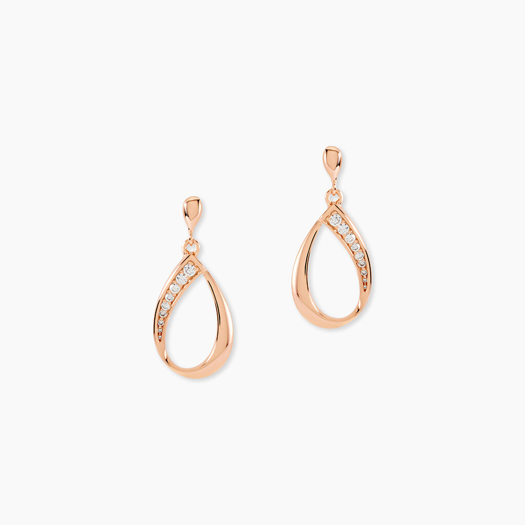 Boucles D'oreilles Pendantes Maritie Argent Rose Oxyde De Zirconium - Pendantes Femme | Marc Orian