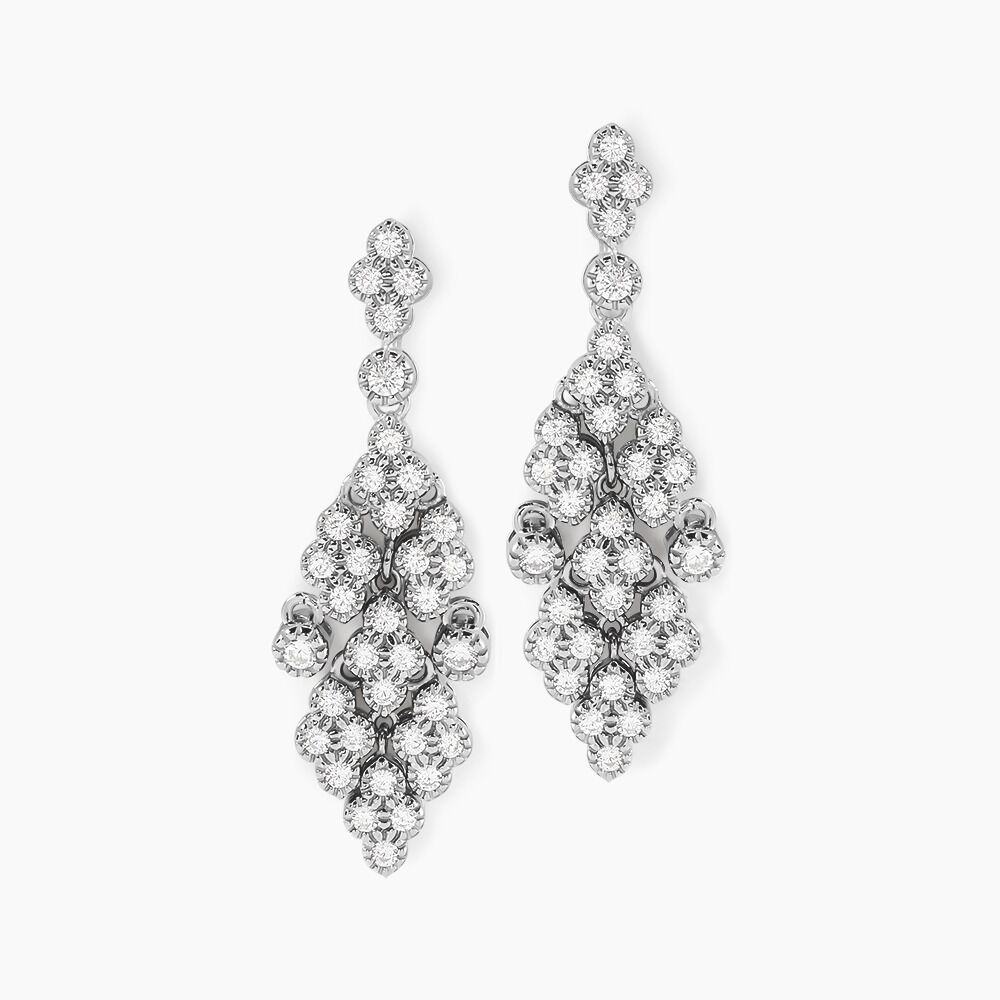 Boucles D'oreilles Pendantes Petales Argent Blanc Oxyde De Zirconium - Pendantes Femme | Marc Orian