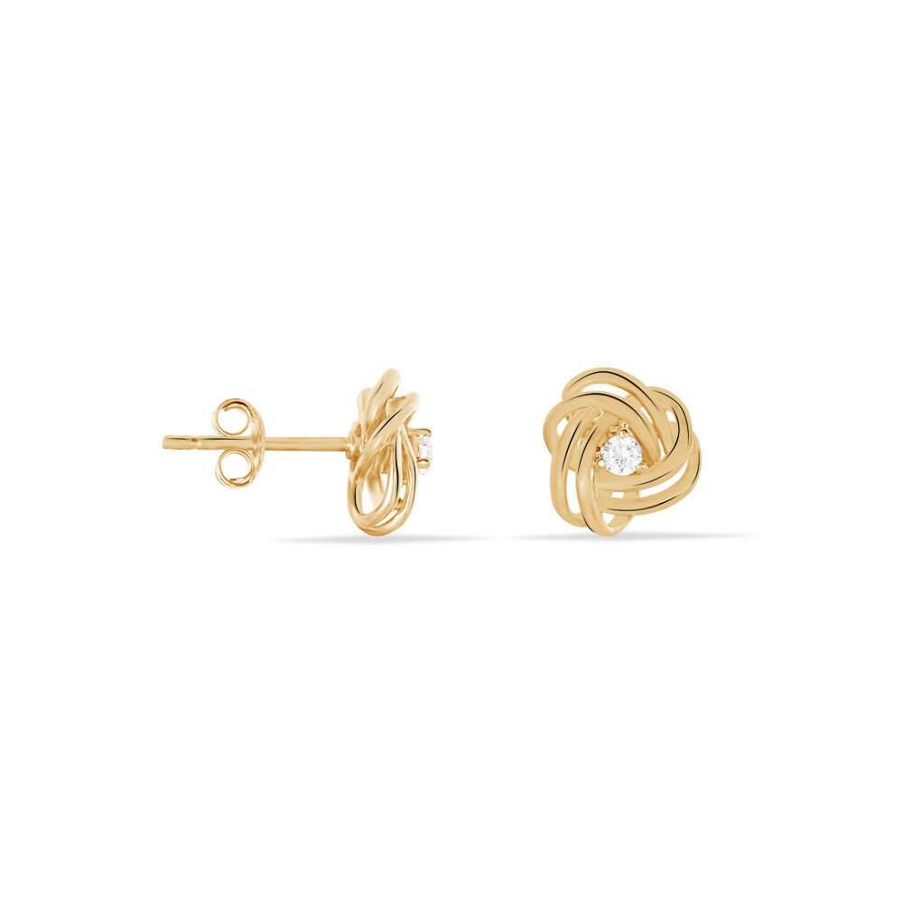 Boucles D'oreilles Puces Iwaki Plaqué Or Jaune Oxyde De Zirconium - Puces Femme | Marc Orian