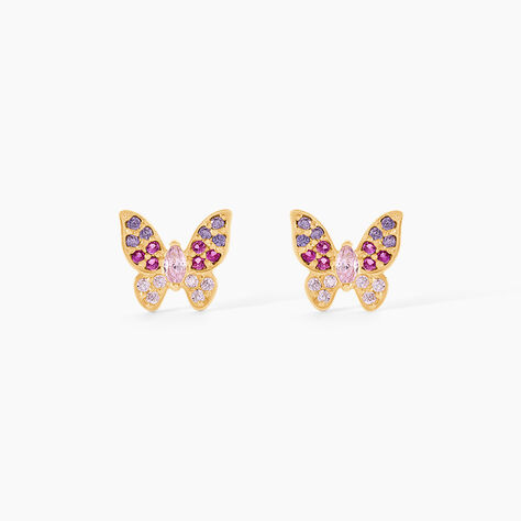 Boucles D'Oreilles Puces Sidonie Or Jaune Oxyde De Zirconium - Puces Enfant | Marc Orian