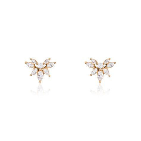 Boucles D'oreilles Puces Davena Argent Rose Oxyde De Zirconium - Puces Femme | Marc Orian