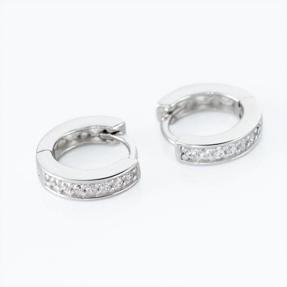 Créoles Alexa Argent Blanc Oxyde De Zirconium - Créoles Femme | Marc Orian