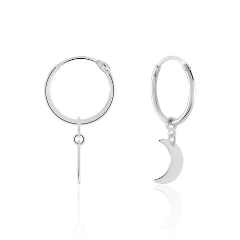 Créoles Elvyn Argent Blanc - Boucles d'oreilles Créoles Femme | Marc Orian