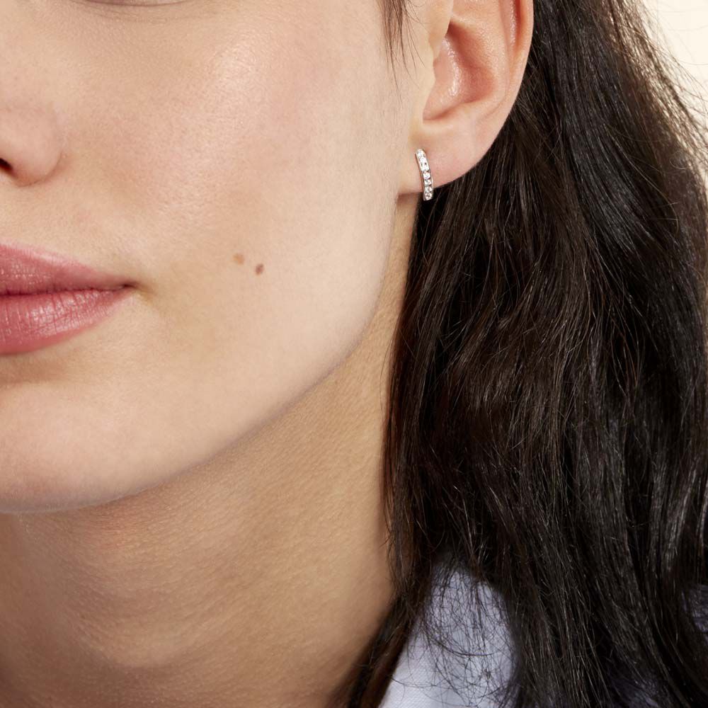 Créoles Jacoba Rondes Or Blanc Oxyde De Zirconium - Créoles Femme | Marc Orian