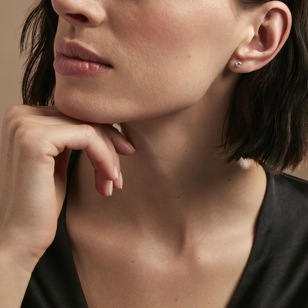 Boucles D'oreilles Puces Pepita Or Jaune Oxyde De Zirconium - Puces Famille | Marc Orian