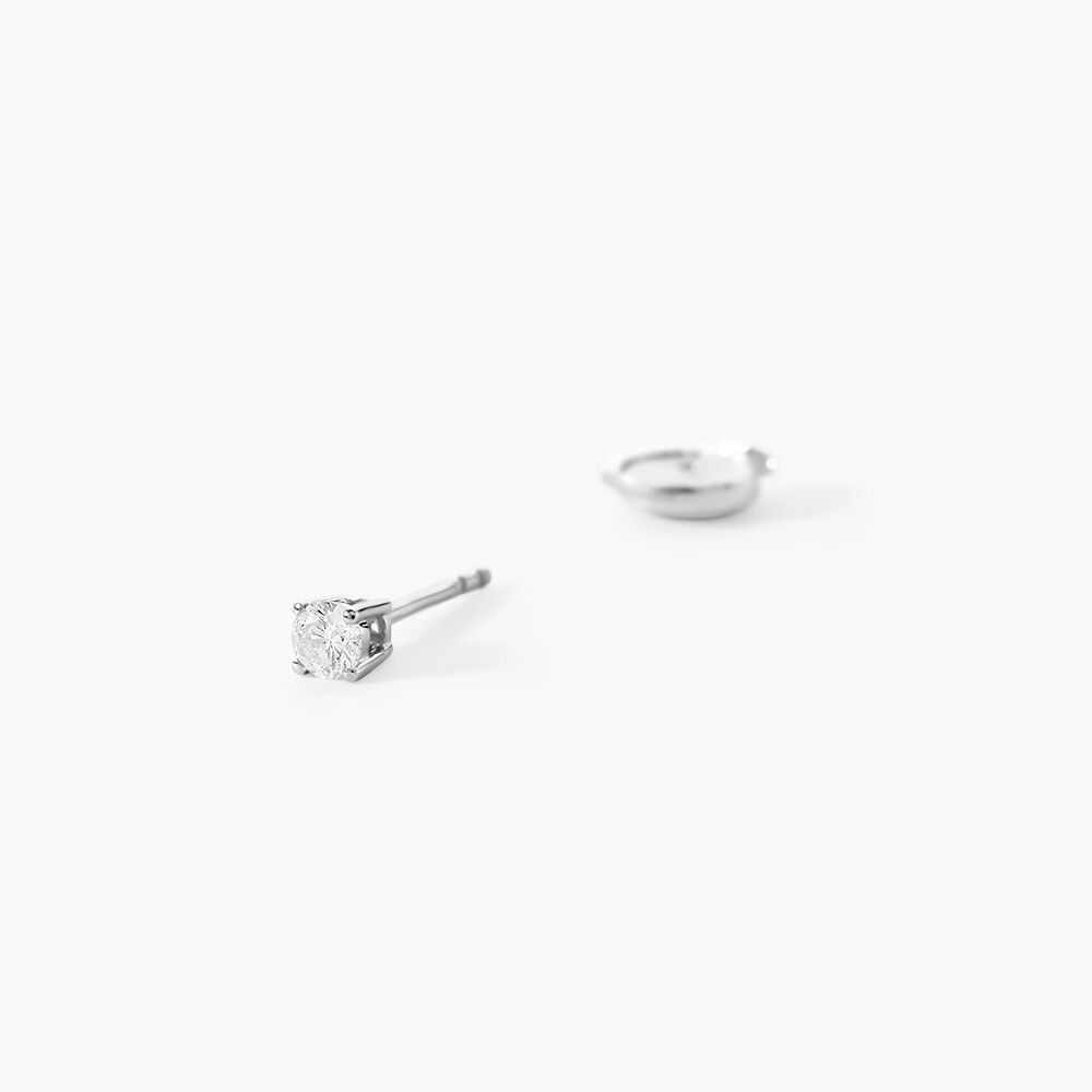 Boucles D'oreilles Puces Or Blanc Victoria Diamants - Puces Femme | Marc Orian