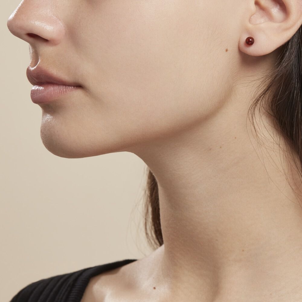 Boucles D'oreilles Puces Brunhild Argent Blanc Ambre - Puces Femme | Marc Orian