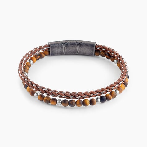 Bracelet Cuir De Vache Marron Oeil De Tigre - Bracelets cuir Homme | Marc Orian