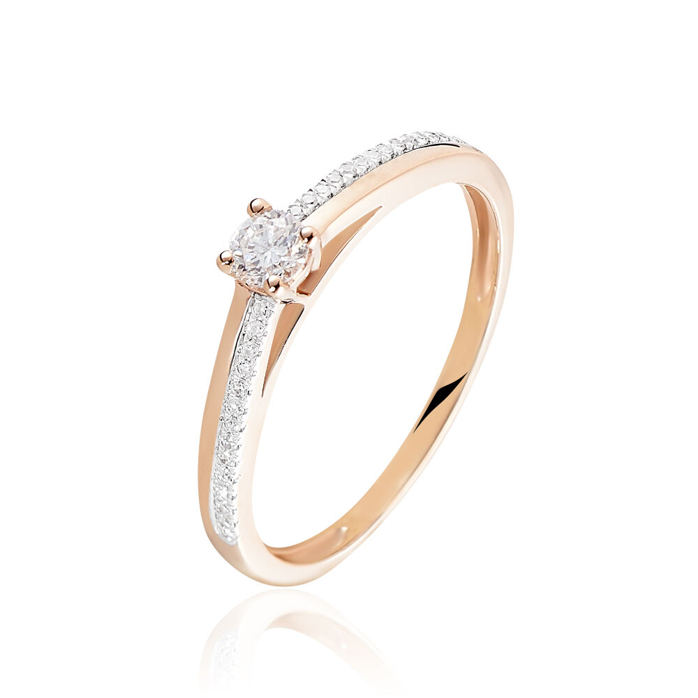 Bague solitaire or rose diamant Outlet