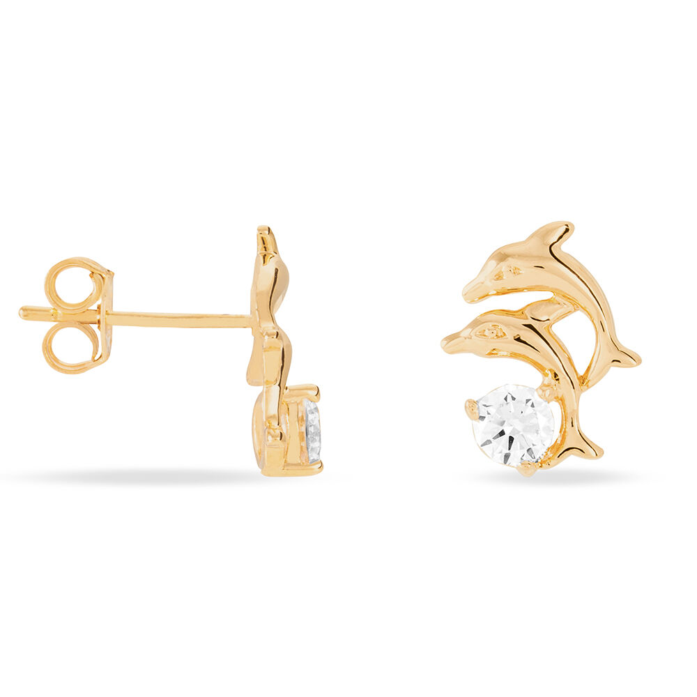 Boucles D'oreilles Puces Hortensia Plaque Or Jaune Oxyde De Zirconium - Puces Femme | Marc Orian