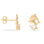 Boucles D'oreilles Puces Hortensia Plaque Or Jaune Oxyde De Zirconium - Puces Femme | Marc Orian