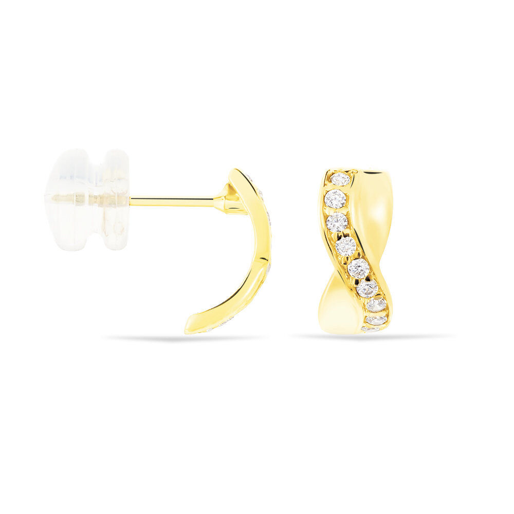Boucles D'oreilles Izefia Rondes Or Jaune Oxyde De Zirconium - Créoles Femme | Marc Orian