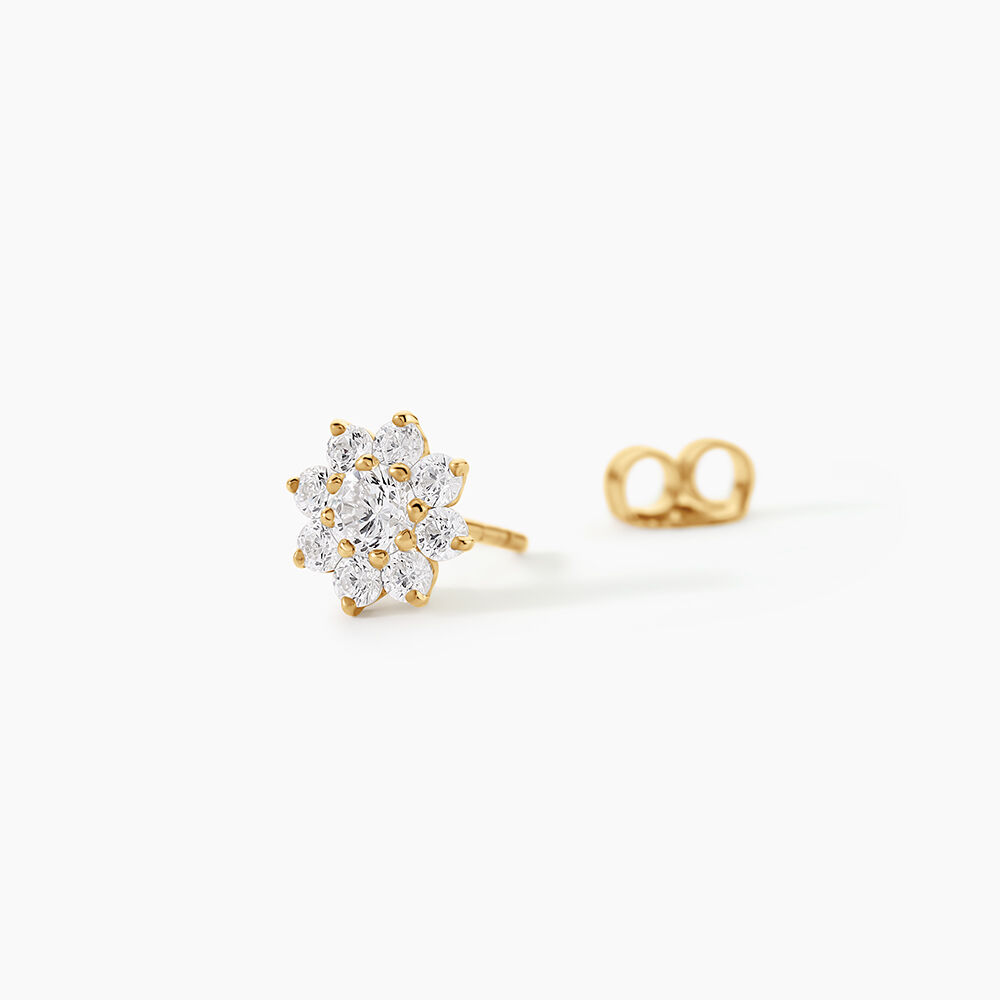 Boucles D'Oreilles Puces Darice Argent Dor&eacute; A L'Or 750/1000 Oxyde De Zirconium - Puces Femme | Marc Orian