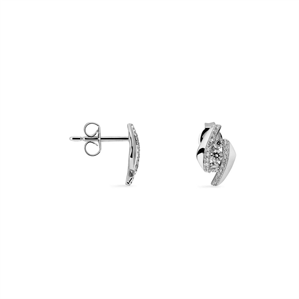 Boucles D'oreilles Puces Barbara Or Blanc Diamant - Puces Femme | Marc Orian