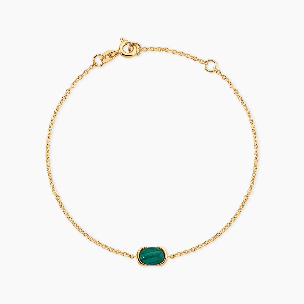 Bracelet Nymphe Argent Dor&eacute; A L'Or 750/1000 Malachite - Bracelets cha&icirc;nes Femme | Marc Orian