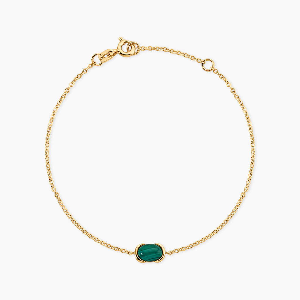 Bracelet Nymphe Argent Dor&eacute; A L'Or 750/1000 Malachite - Bracelets cha&icirc;nes Femme | Marc Orian