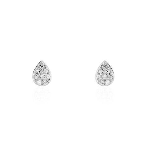 Boucles D'oreilles Puces Nevena Or Blanc Diamant - Puces Femme | Marc Orian