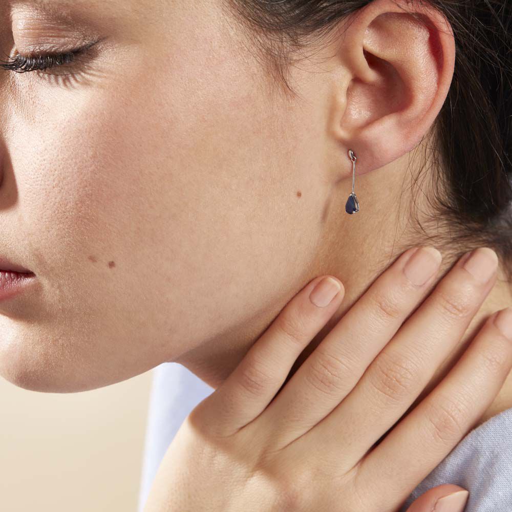 Boucles D'oreilles Pendantes Goutte Or Blanc Saphir - Pendantes Femme | Marc Orian