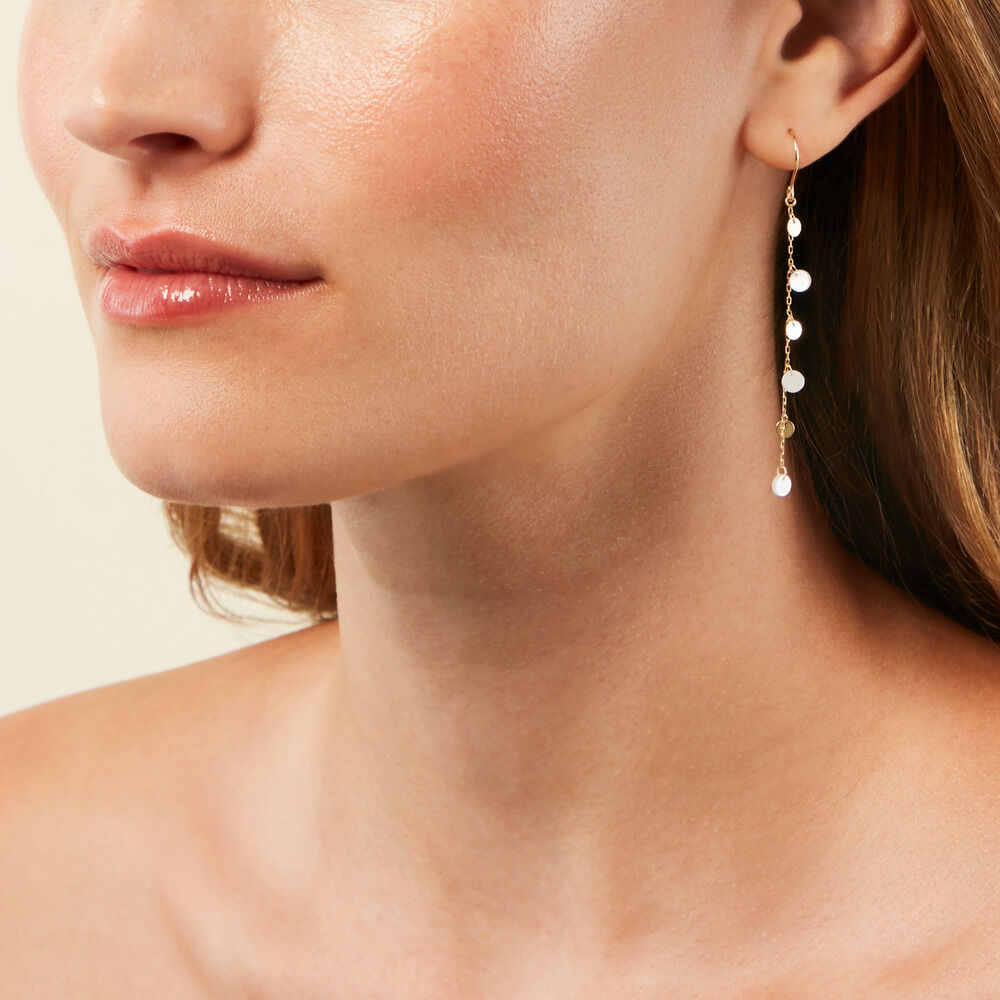 Boucles D'Oreilles Pendantes Epurea Or Jaune Nacre - Boucles d'oreilles pampille Femme | Marc Orian