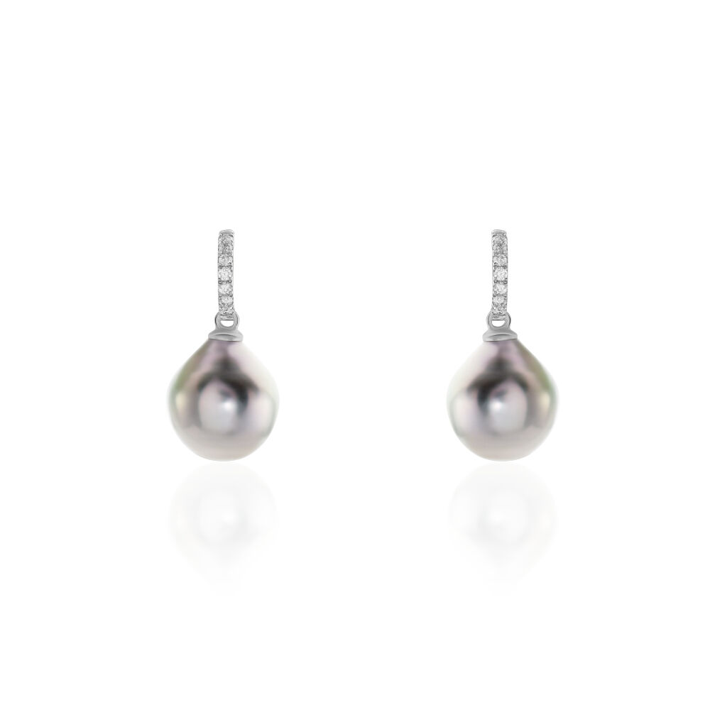 Boucles D'oreilles Puces Gatiene Or Blanc Perle De Culture Et Diamant - Pendantes Femme | Marc Orian