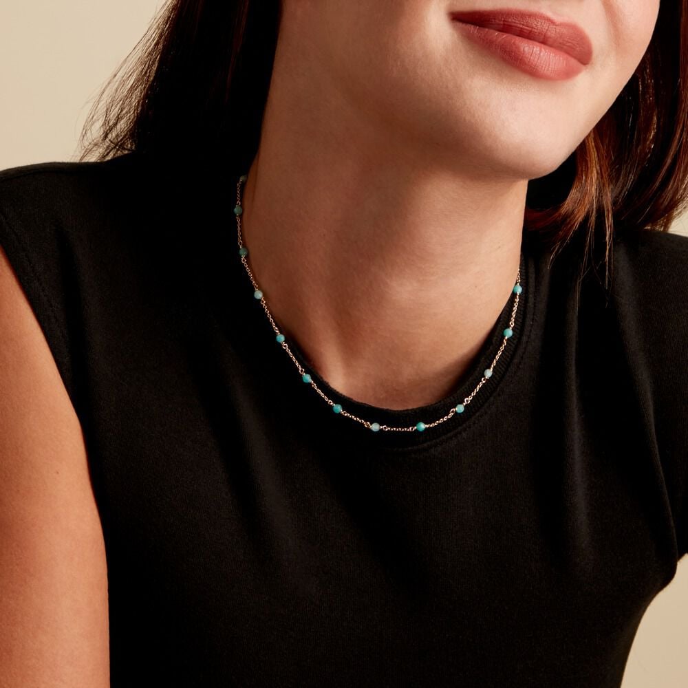 Collier Calliope Plaqué Or Doré Amazonite - Colliers avec pierres Femme | Marc Orian