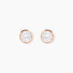 Boucles D'oreilles Puces Elda Serti Clos Or Rose Oxyde De Zirconium - Puces Femme | Marc Orian