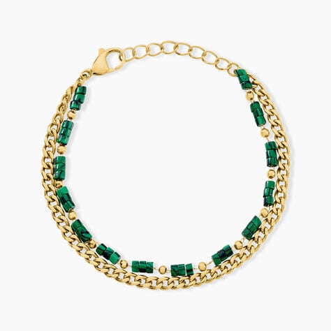 Bracelet Athena Acier Dor&eacute; Malachite - Bracelets Multirangs Femme | Marc Orian