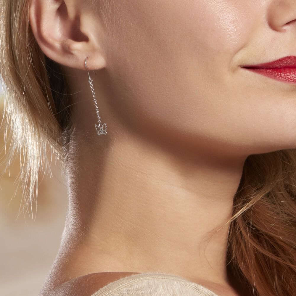 Boucles D'oreilles Pendantes Graziella Argent Blanc - Pendantes Femme | Marc Orian
