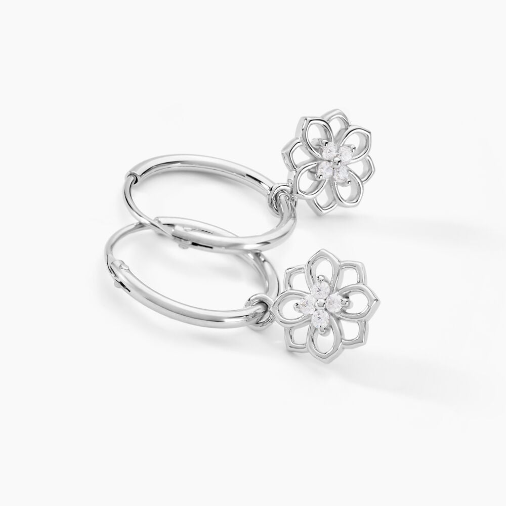 Créoles Embelia Argent Blanc Oxyde De Zirconium - Créoles Femme | Marc Orian