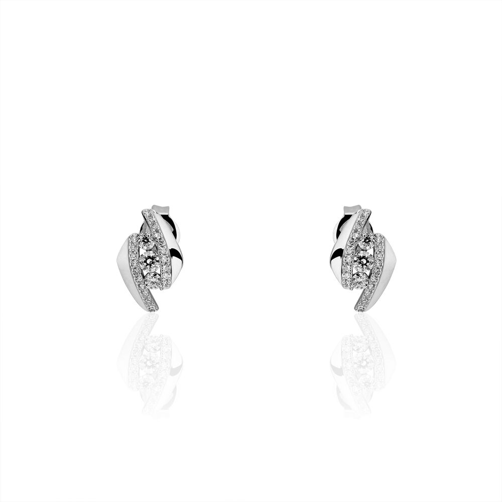 Boucles D'oreilles Puces Barbara Or Blanc Diamant - Puces Femme | Marc Orian