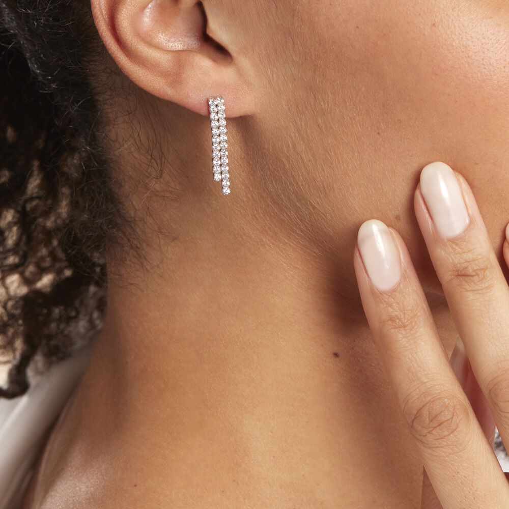 Boucles D'oreilles Pendantes Louann Argent Blanc Oxyde De Zirconium - Pendantes Femme | Marc Orian