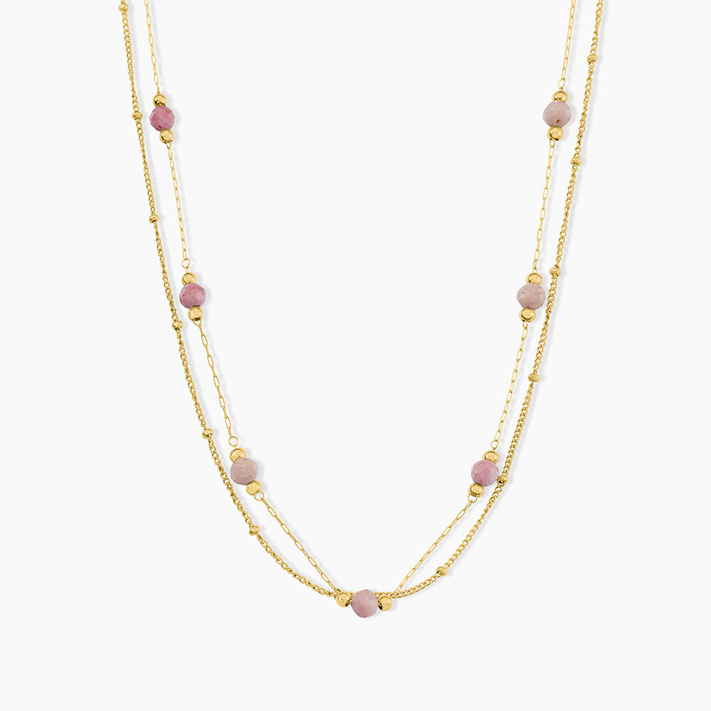 Collier Athena Acier Jaune Rhodochrosite - Colliers avec pierres Femme | Marc Orian