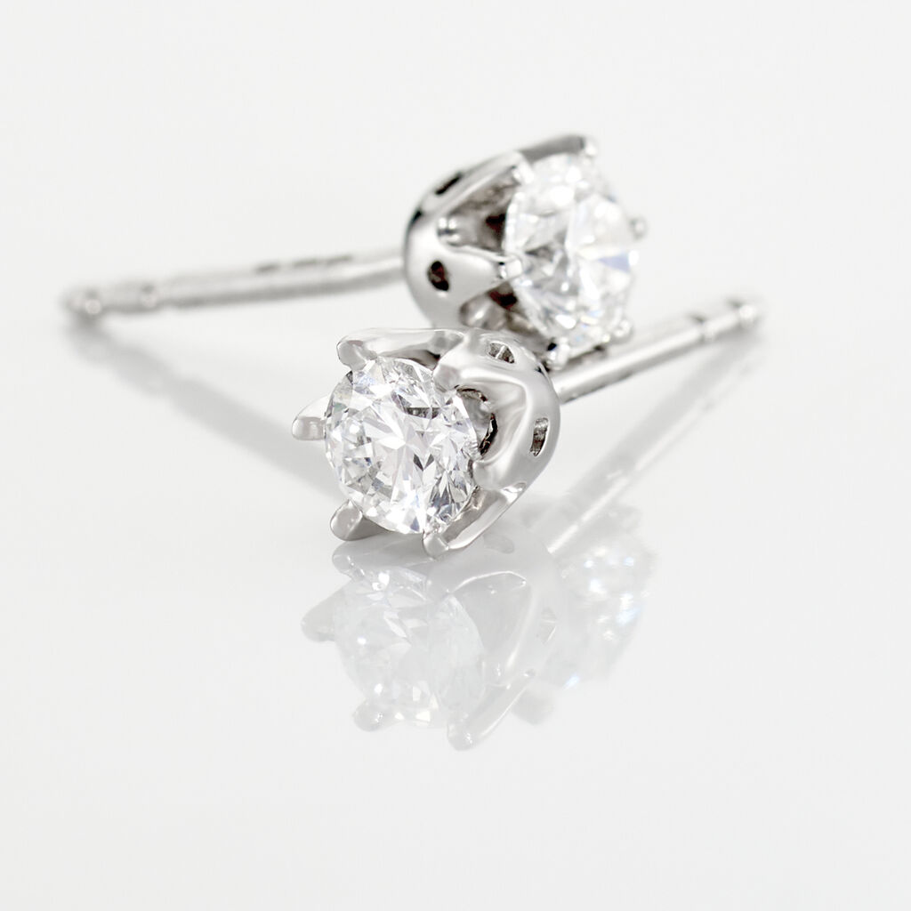 Boucles D'oreilles Puces Natalia Pl Platine Blanc Diamant - Boucles d'oreilles pierres précieuses Femme | Marc Orian