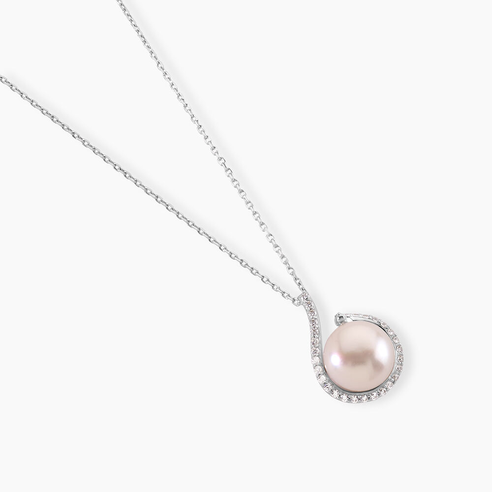 Collier Lucinda Or Blanc Perle De Culture Et Oxyde De Zirconium - Colliers avec pierres Femme | Marc Orian