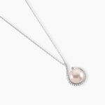 Collier Lucinda Or Blanc Perle De Culture Et Oxyde De Zirconium - Colliers avec pierres Femme | Marc Orian