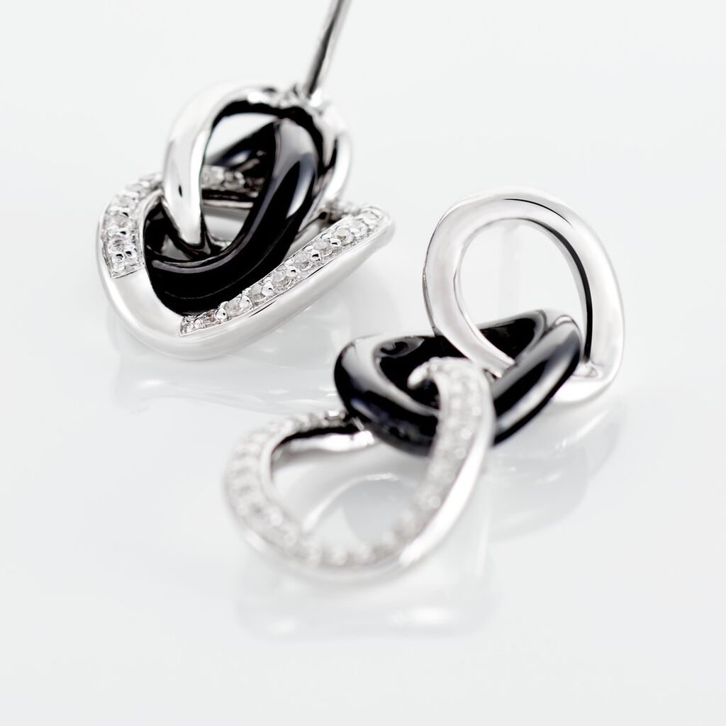 Boucles D'oreilles Pendantes Link Argent Blanc Céramique Et Oxyde - Boucles d'oreilles Pendantes Femme | Marc Orian