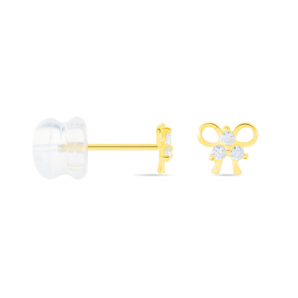 Boucles D'oreilles Puces Darina Noeud Or Jaune Oxyde De Zirconium - Puces Famille | Marc Orian