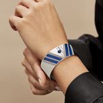 Bracelet Manchette Imagine Tamera Acier Blanc Lapis Lazuli - Bracelets Pierre Femme | Marc Orian