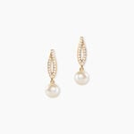 Boucles D'Oreilles Pendantes Tesnimae Argent Dor&eacute; A L'Or 750/1000 Perle De Culture Oxyde De Zirconium - Pendantes Femme | Marc Orian