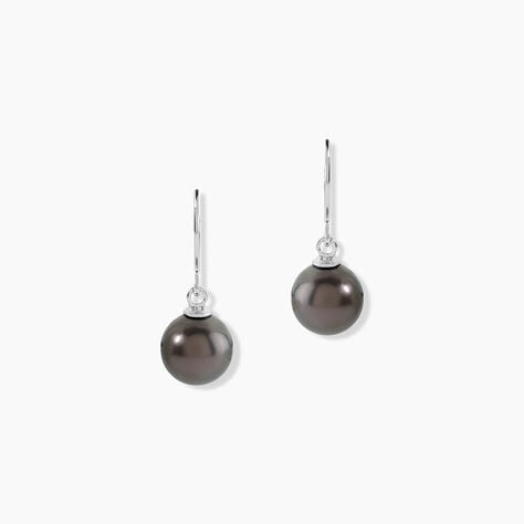 Boucles D'oreilles Pendantes Elitivae Or Blanc Perle De Tahiti - Boucles d'oreilles mariage Femme | Marc Orian